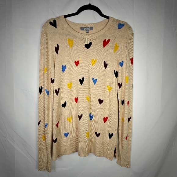 Marled Reunited RainbowHeart Graphic Sweater - Picture 1 of 12